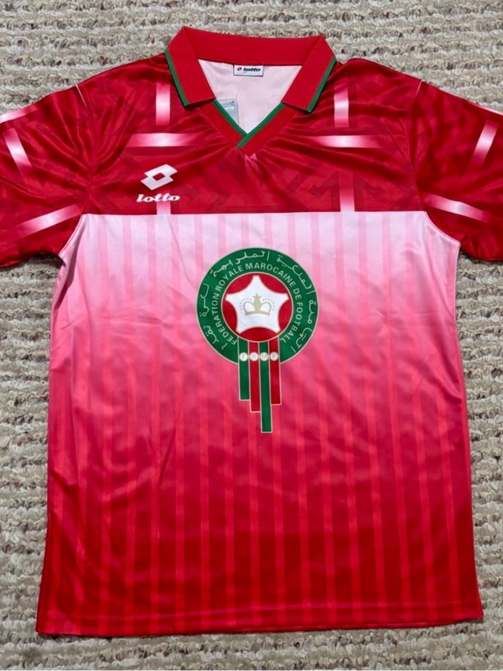 OTTO Red and Green Morocco Soccer Jersey with Crest
